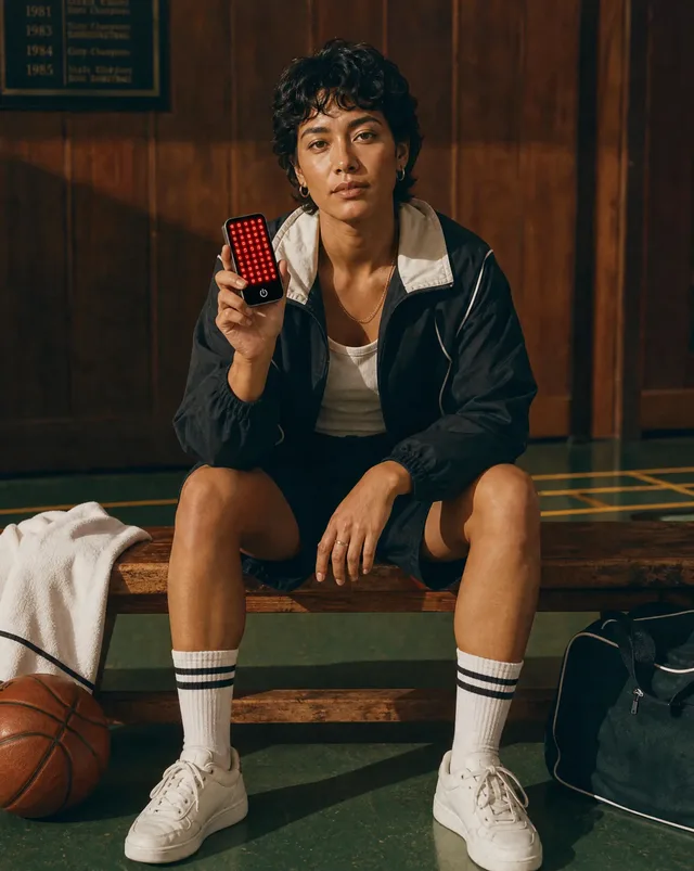 Athlete in a vintage gym holding up the Deep Dose Solo after training